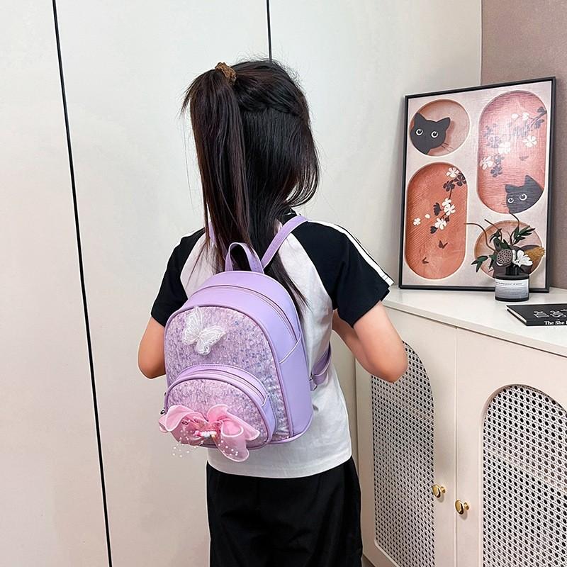 Prinzessinnen-Rucksack für Kinder mit Satin-Schmetterlingsschleife für die Schule und den Kindergarten