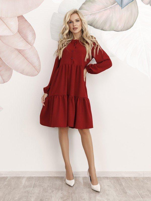 

Сукня-трапеція з воланами ISSA Plus XL кларет