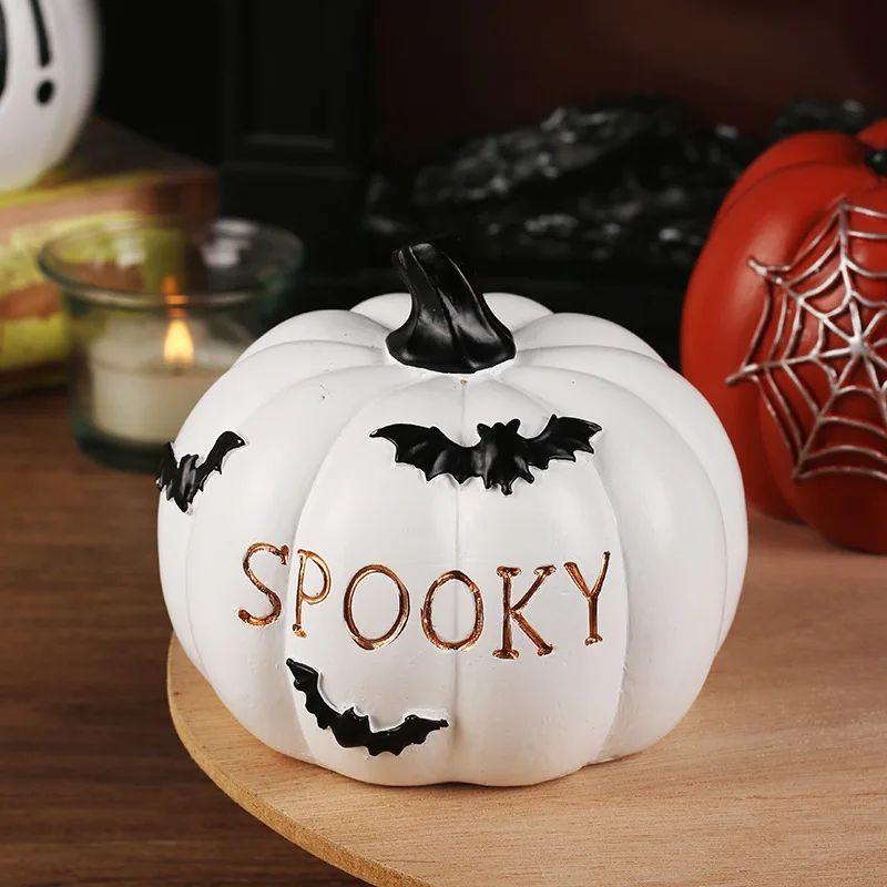 Halloween Pumpkin Light Decoration Horror Pumpkin Light Resin Creative Skull Light Hollow Out Large Pumpkin Atmosphere Ornament