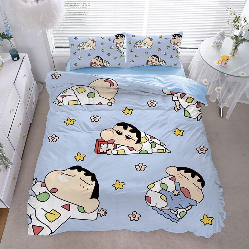 Cartoon Shin-Chan Duvet Cover Luxury Crayon Shin-Chan Bedding Set Pillowcase 2/3/Pcs Adult Children Gift Single Double