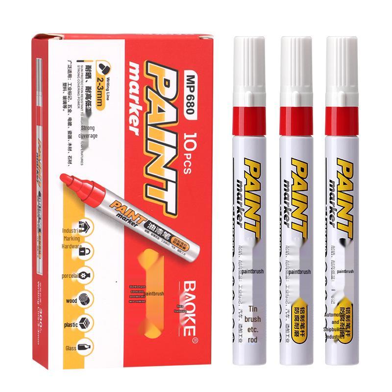 Bao Ke MP680 Waterproof Industrial Paint Marker - White & Gold Signature Pen