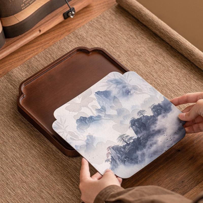 Bambus-Teetablett mit blütenblattförmigen Untersetzern im Lotus-Design Wohnzimmer Trockenaufguss-Tablett Traditionelles Chinesisches Kung Fu Tee-Set