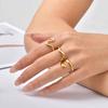 Minimalist Geometric Stainless Steel Ring for Women Wavy Water Drop Rings Gold Plated Daily Jewelry Gift