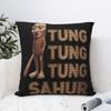 Tung Tung Tung Sahur Square Pillow Case Italian Brainrot Meme Cushion Cover Fashion Decor Throw Pillow Case Cover for Sofa