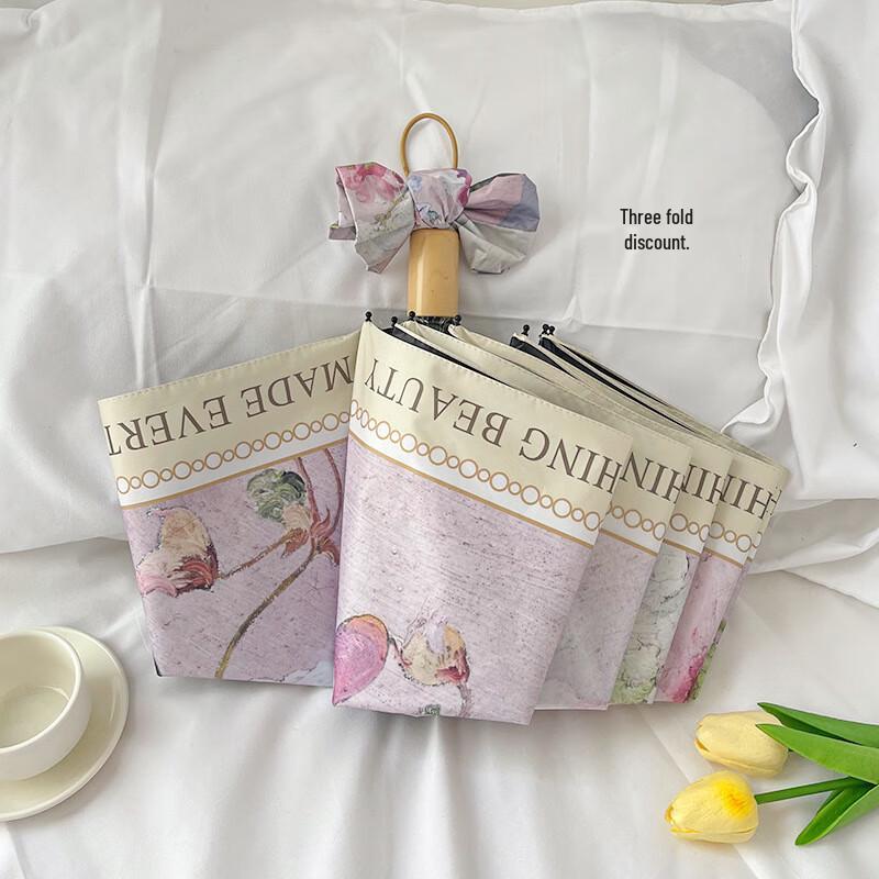 Kadenuo Винтажный Живописный Розовый Розовый Ручной Компактный Зонт