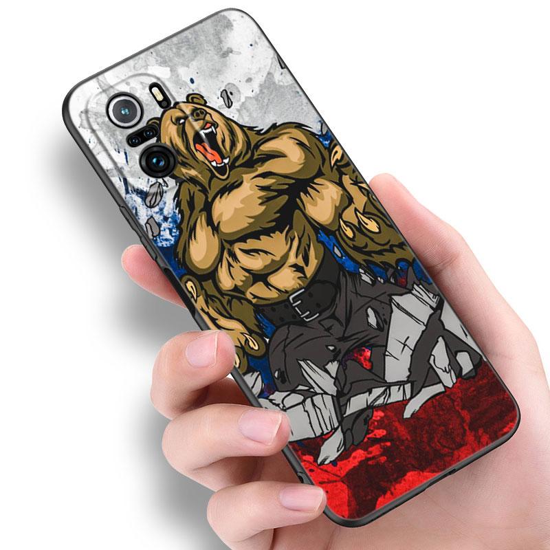 Russia Flag National Emblem Black Silicone Phone Case For Xiaomi POCO X3 X4 NFC F5 M3 M4 M6 X5 X6 Pro F3 F4 GT 5G C55 C65 M5