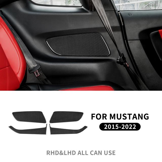 FLUGGESCHWINDIGKEIT Aufkleber Für Ford Mustang 2015-2022 RHD LHD Vorne Hinten Tür Auto Real Carbon Fiber Innen Trim Zubehör