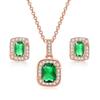 Simple Geometric Square Zircon Stud Earrings Pendant Necklace Women'S, Colored Gemstones Engagement Jewelry Set