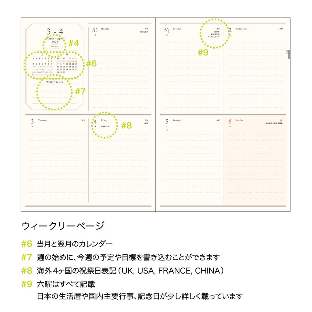 Matca April Weekly Fleur Lily of the L-Commune Planner, 2025, Start, B6, Block, Valley, DR-WK-655