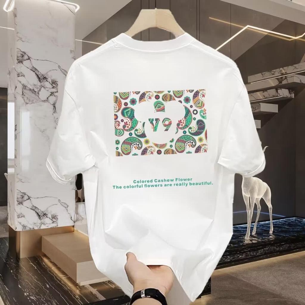 Trendy Brand Short-Sleeved Pure Cotton Men'S Printed T-Shirt Trendy Men'S And Women'S Versatile Round Neck T-Shirt Men'S