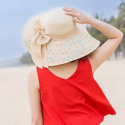 Straw hat women's summer sun protection extra large brim sun hat beach seaside vacation sun hat foldable hat tide