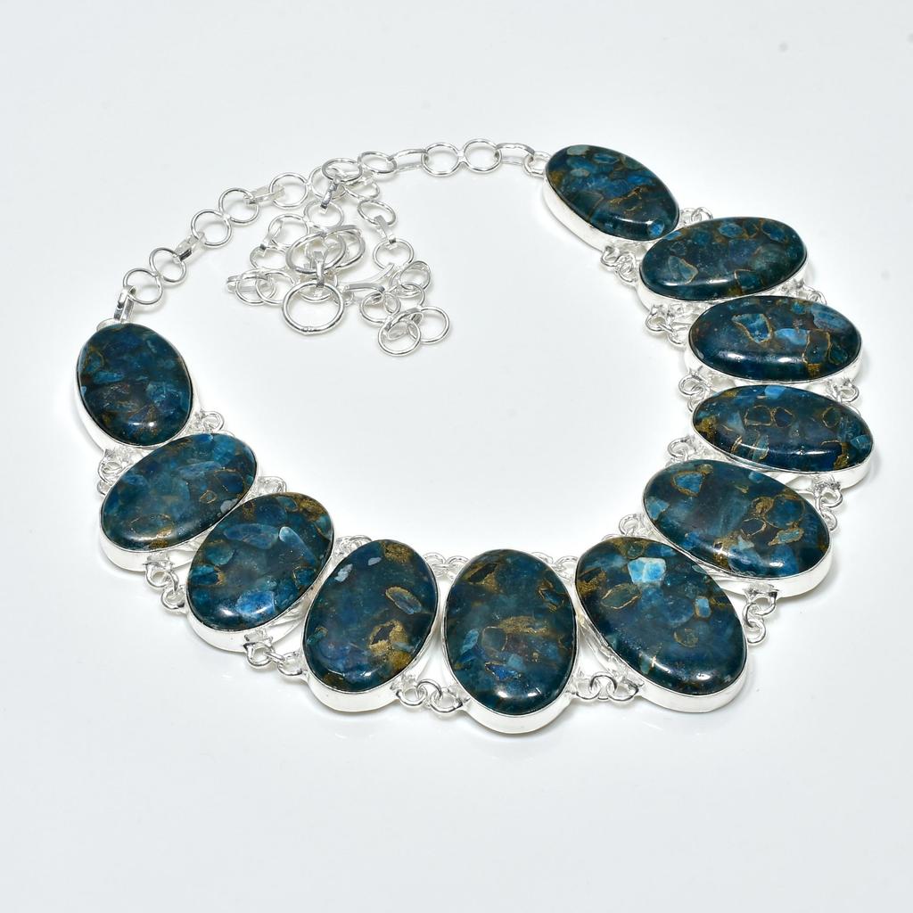 Natural Blue Apatite Gemstone Handmade 925 Sterling Silver Jewelry Blue Apatite Neclace Bracelet Set, Antique Jewelry Set, Easter Gifts