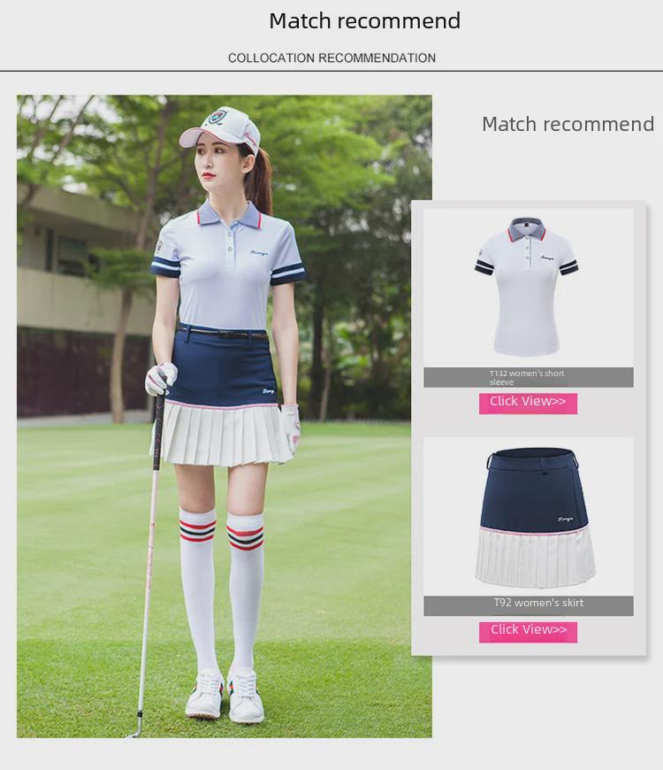 Women's Summer Lapel Golf T-Shirt - Korean Style Short-Sleeved Sports Top