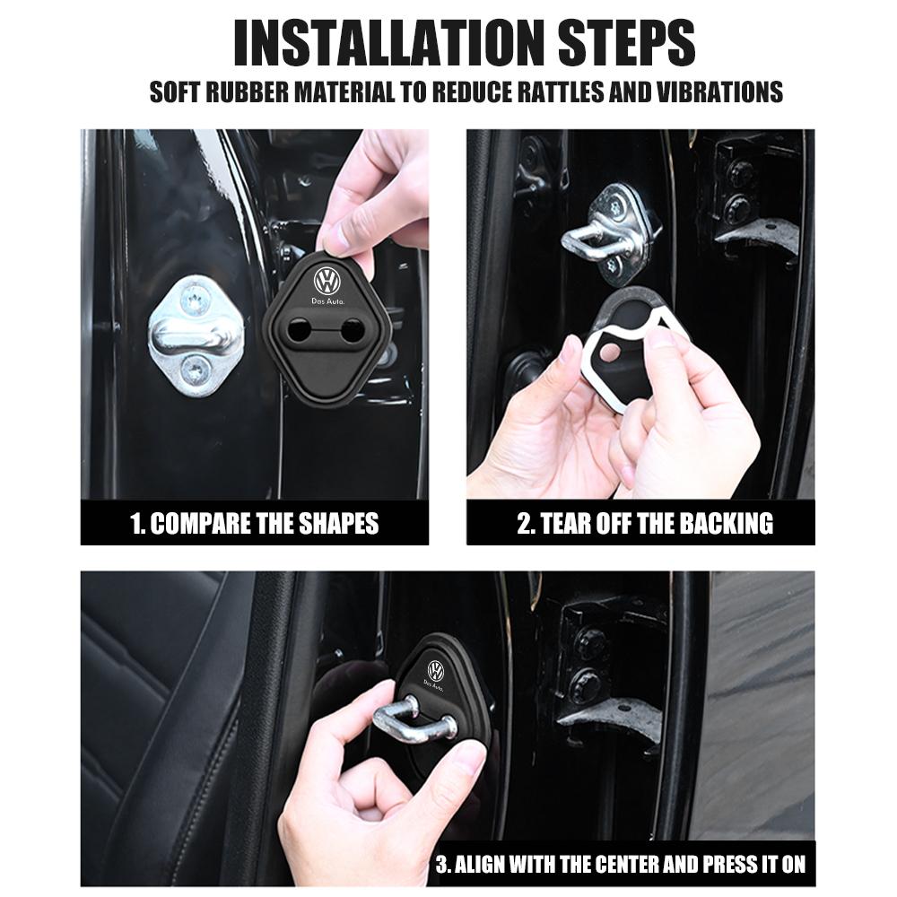 2/4Pcs Silicone Car Door Protective Cover Auto Door Locks Guard Shock Pads for Volkswagen VW R 4 Motion Caddy CC Golf 5 6 7 Bora