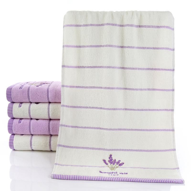 Lavender and Cream Aromatherapy Towel with Embroidery Design