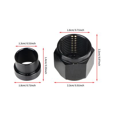 Aluminiowa złączka Hardline, 8 AN żeńska nakrętka i tuleja do rur aluminiowych 1/2'' OD, 1 zestaw