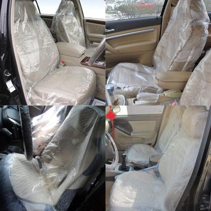 100pcs Car Seat Covers Transparent Car Chair Covers Disposable Vehicle Seat Dustproof Cover Universal Car Seat Protector