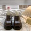 Black platform British style loafers autumn new retro platform heightening comfortable single shoes