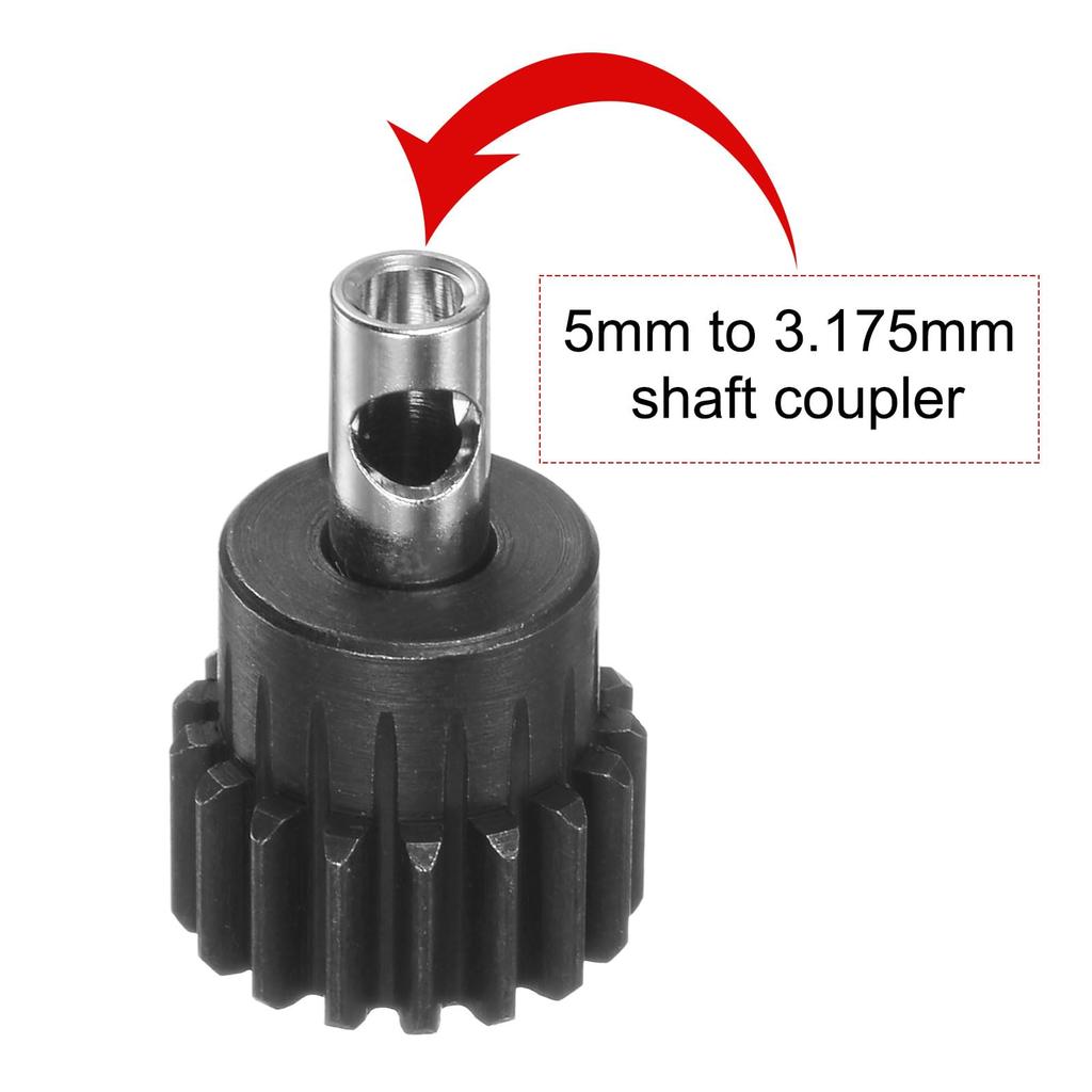 Uxcell M1 Mod1 Pinion Gear Set, 5mm Shaft, 11T, 12T, 13T, 14T Motor Gears, Hardened Steel Pinion Gears with 3.17mm Coupler for RC Cars (Set of 4)