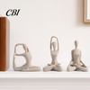 Lustrous Gold Figurine 3Pcs Abstract Yoga Figure Sculpture Set, Hollow Dancer with Glossy Matte Silver Black Contemporary Interior Accents Nude