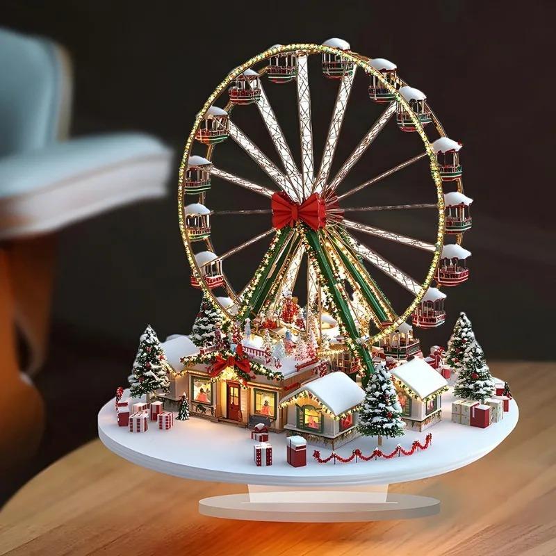 2D Santa Claus Decoration Acrylic Sled with Reindeer Tabletop Christmas Outdoor Decoration Christmas Supplies Party Supplies