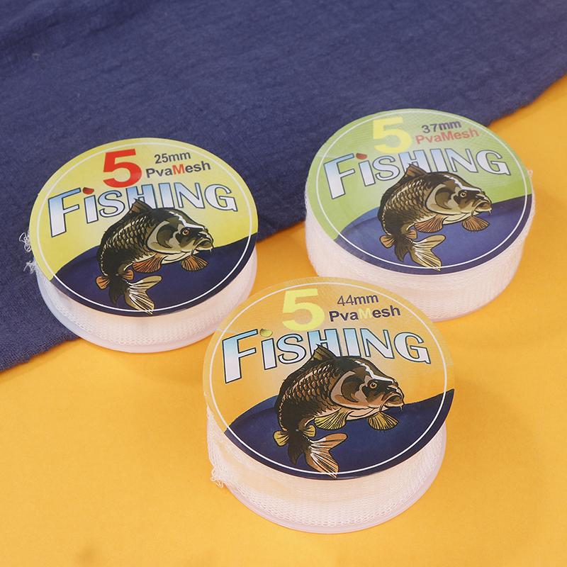 5M Pva Diameter 25/37/44Mm Bait Wrap Bag Water Dissolving Mesh Fishing Water Soluble Mesh Carp Coarse Fishing Lure Bag