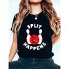European Size Womens Split Happens Graphic T Shirt Black White Print Lightweight Polyester Casual Crew Neck Short Sleeve Spring