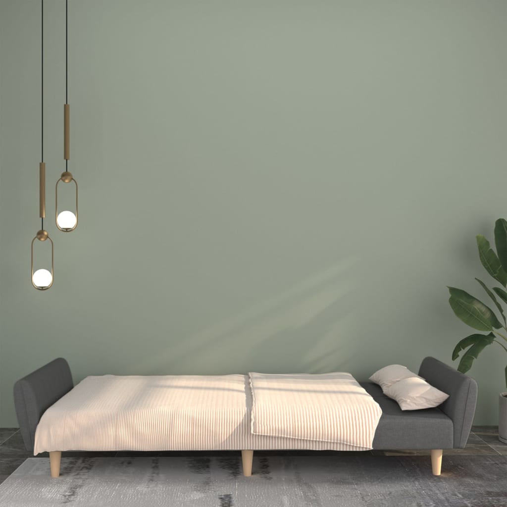 2 Seater Sofa Bed Light Grey Fabric
