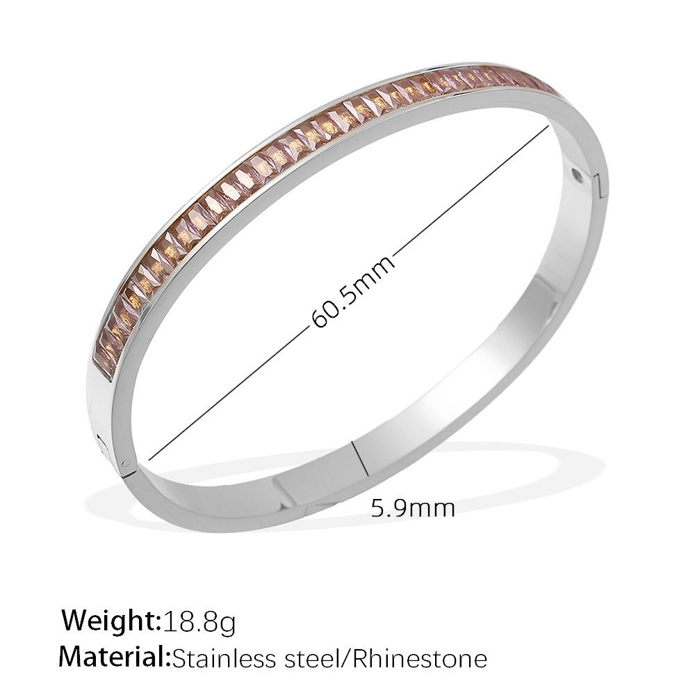 French Stainless Steel Bracelet Sweet Small Fresh Jewelry Does Not Fade Narrow Version Half Circle Full Diamond Buckle Bracelet Women