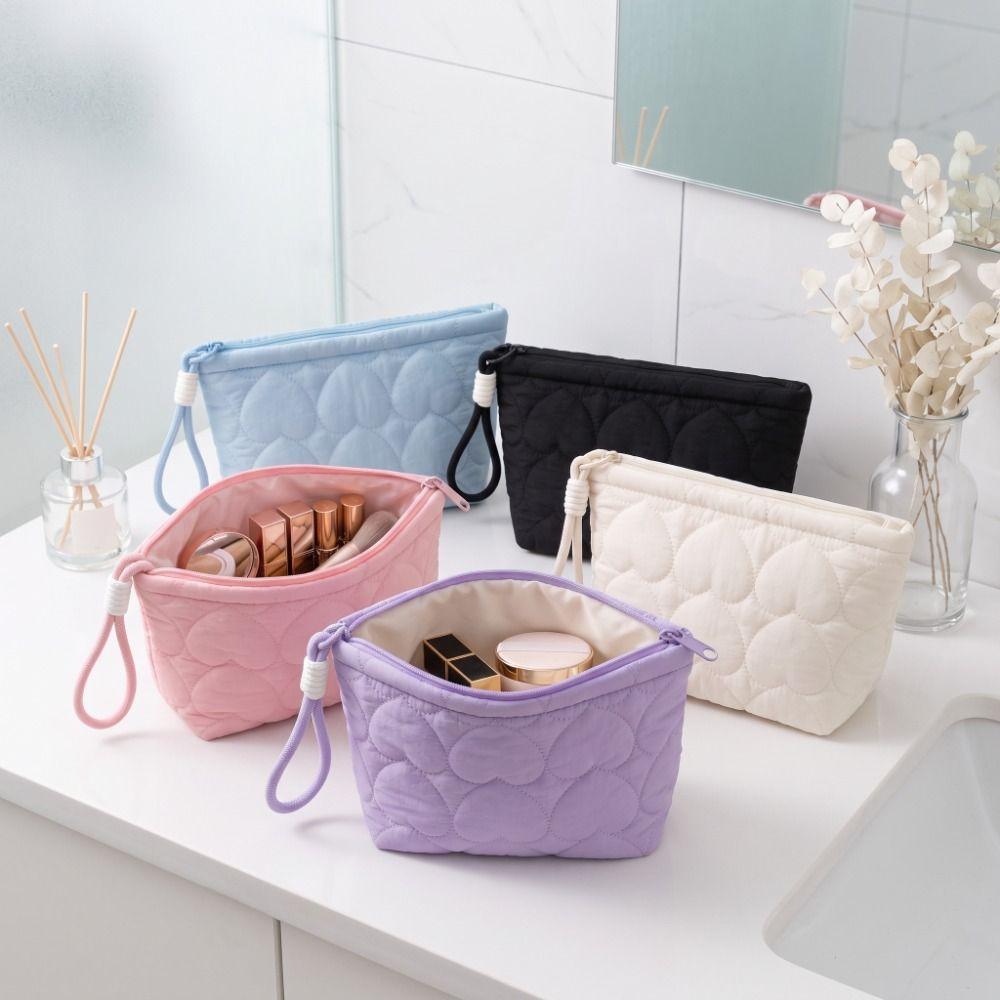 Large Capacity Portable Cosmetic Bag Quilted Women Wash Pack Travel Makeup Organizer Storage