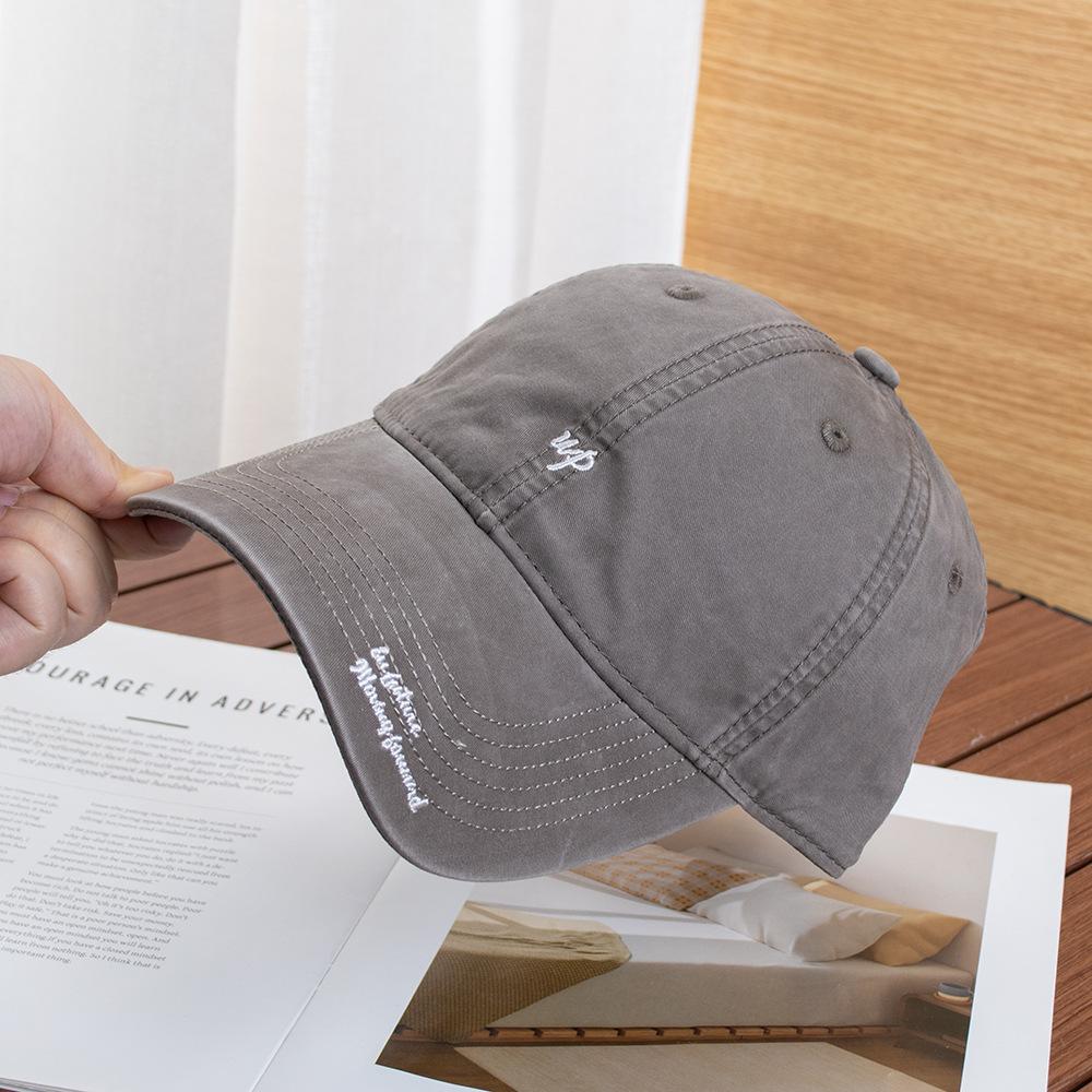Casquette de baseball déchirée à broderie de petites lettres simple pour femmes, nouvelle, lavée, visière incurvée, protection du visage, petite casquette