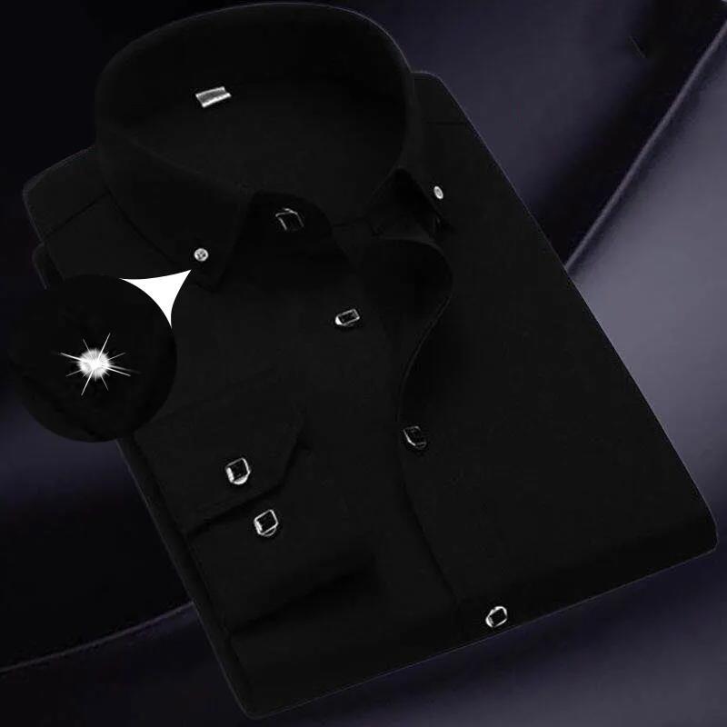 Chemises à manches longues pour hommes, chemise de travail d'affaires, coupe cintrée, sans repassage, Anti-rides, grande taille