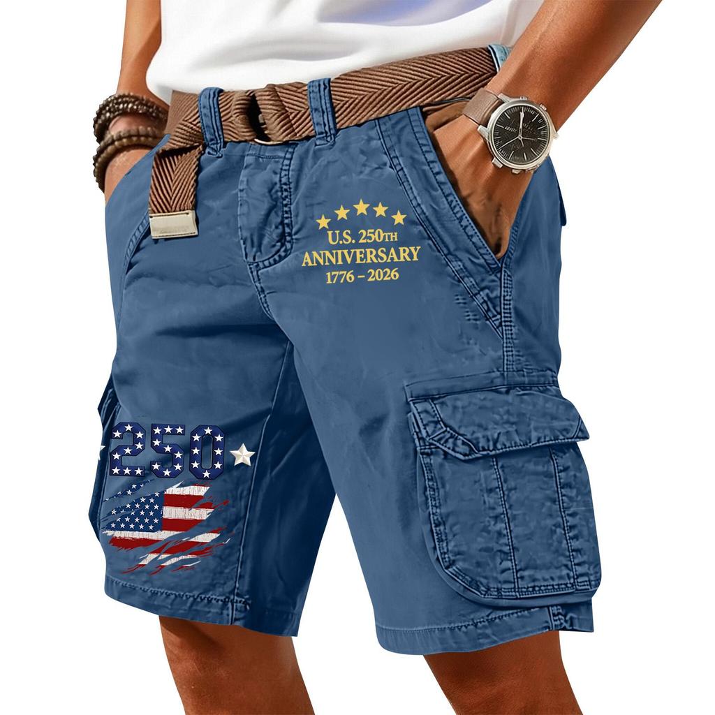 Men's Summer Printed Casual Multi-Pocket Cargo Shorts