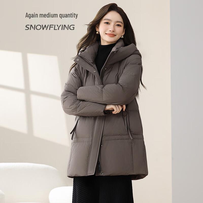 XueZhongFei Women's Winter Mid-Length Hooded Down Jacket