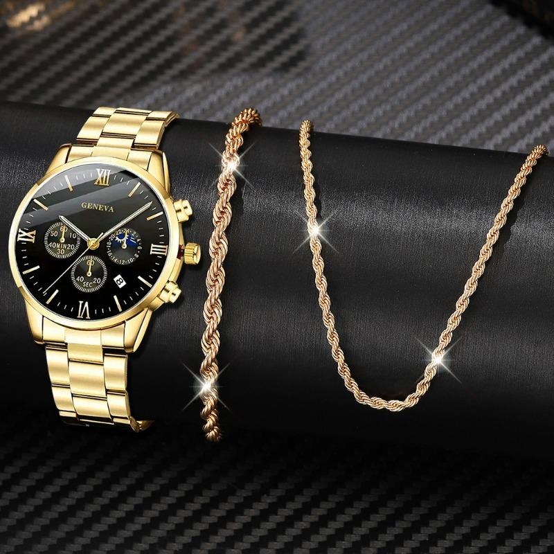 Watch Men's Roman Face Quartz Watch Business Premium Watch Accessories Set