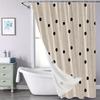 Geometric Shower Curtain - Black Circles On Light Beige, Minimalist Vertical Lines,  Machine Washable | Modern Bathroom Decor