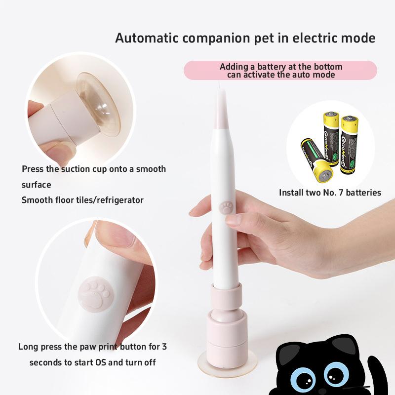 Cat Teaser Electric Automatic Stick With Butterfly Decoration Hands Free 360 Degree Rotating Base Cat Interactive Toy