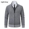 Men's Stand-Up Collar Knitted Cardigan - Thick Ribbed Velvet Sweater for Autumn/Winter (Middle-Aged & Elderly)