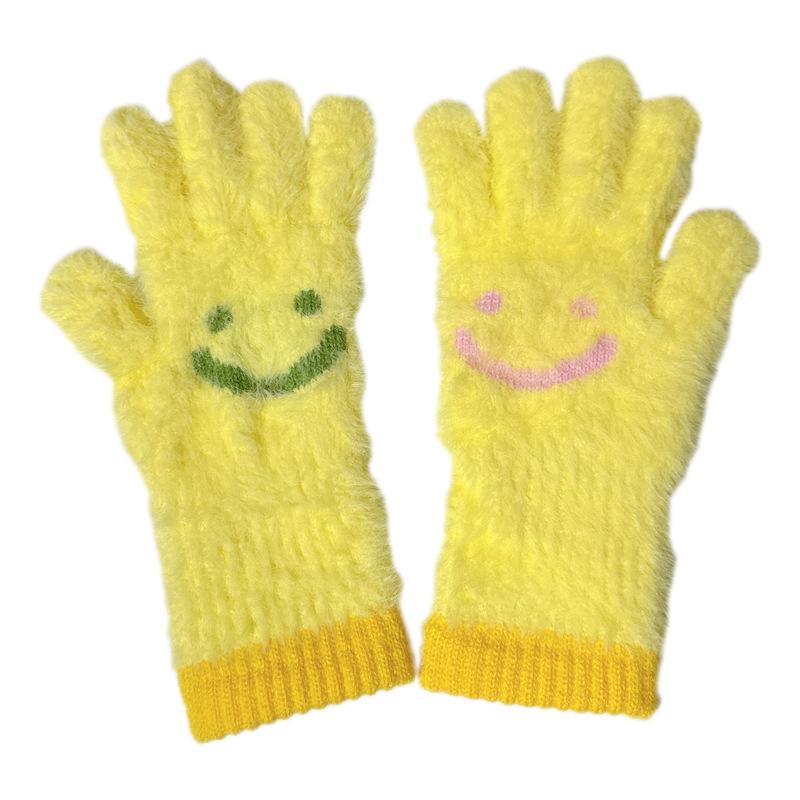 Winter Niedlich und Gut Aussehend Neu Lächelndes Gesicht Touchscreen Fingerlos Verdickt Warm und Kältefest Radfahren Studentenhandschuhe für Mädchen