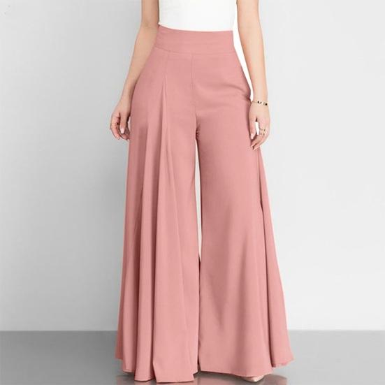 Pantaloni da Donna Elastici Vita Alta Gamba Larga Casual Tinta Unita per Pendolari Ufficio Pantaloni da Lavoro