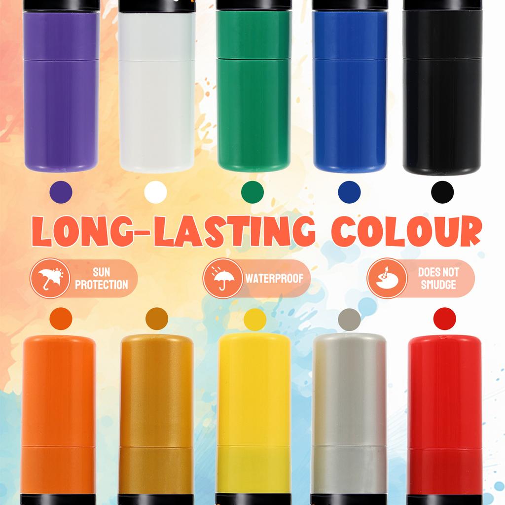 10 Farben Jumbo Marker Wasserdichter Marker Stift 0,59 Zoll Filzspitze Acrylfarbe Graffiti Marker zum Malen Graffiti Außenbeschilderung