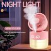 Quiet Misting Desk Fan: 3-Speed Cooling, LED Light, Ideal for Makeup & Office