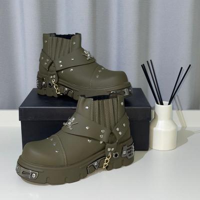 Men's Rivet Boots Niche Trend Thick-soled Boots Mens Dark Versatile Locomotive Boots Punk Style Knight Boot Botas Hombre