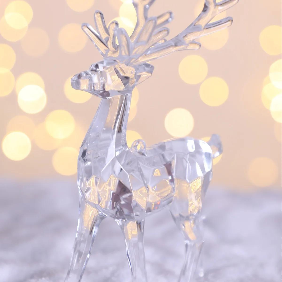 

Acrylic Christmas Reindeer Tabletop Decoration, Crystal Elk Figurine, Holiday Desk Centerpiece for Home Office Party Decor Gift белый