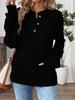2025 Autumn/Winter Women's Solid Color Fashion Button Loose Long Sleeve T-shirt Top – European and American Style