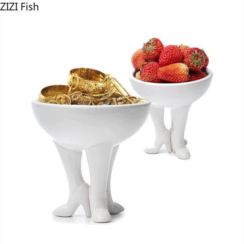 Cute Three Legged Fruit Plate Creative Ceramic Plate Birthday Party Snack Dessert Plate Modern Home Table Decoration Tableware