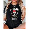 Women's Pirate Crew Letter Print Tee Crew Neck Short Sleeve Casual Summer Top
