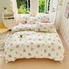 Fresh Literary Style Glutinous Cotton Bedding Set - Four-Piece Set for Dormitory or Home