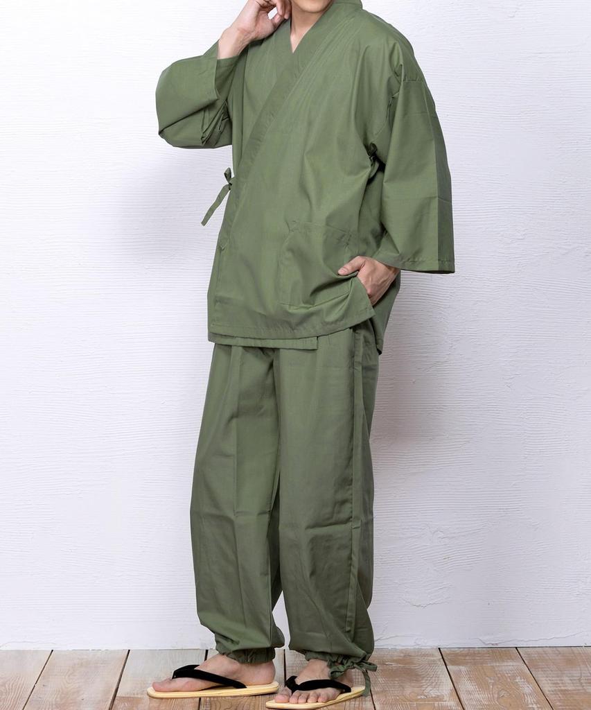 KYOETSU Samue Plus Wear Men's Kimono, Summer/Winter, Size, Year-Round (LL, Green)