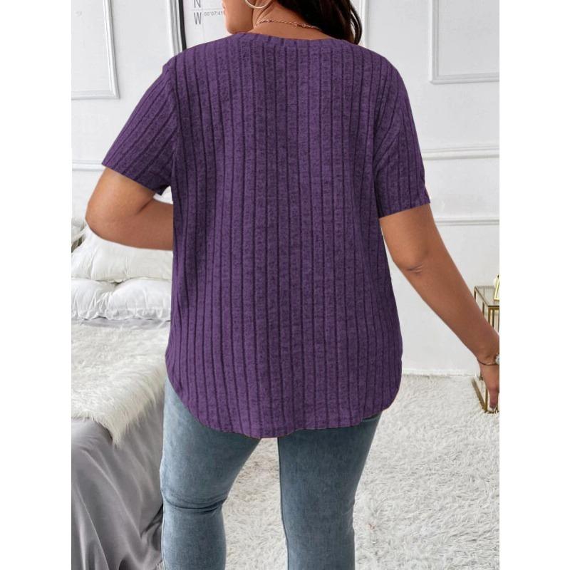 Summer Short Sleeve Large Size Women T-shirt Solid Color Loose Casual Office Blouse Women's Clothing Elegant Top Female Simple Shirt